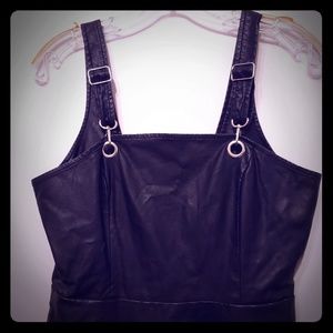 Faux leather black jumper with metal hardware